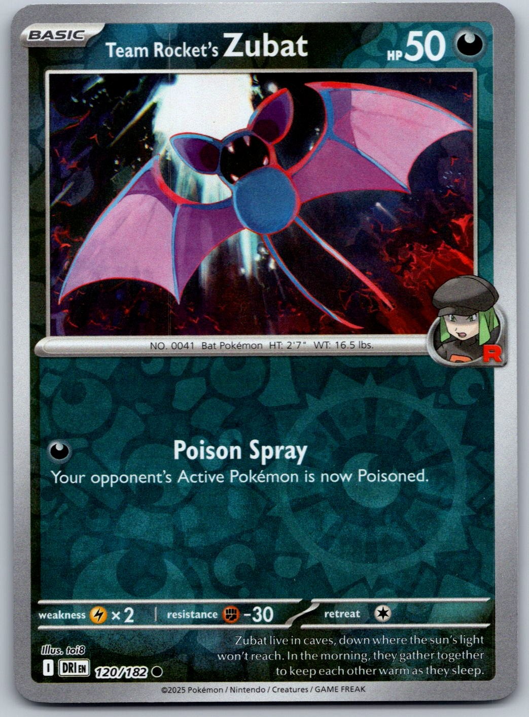 Team Rocket's Zubat 120/182 Rivali Destinati Comuni Pokemon Reverse Holo NM