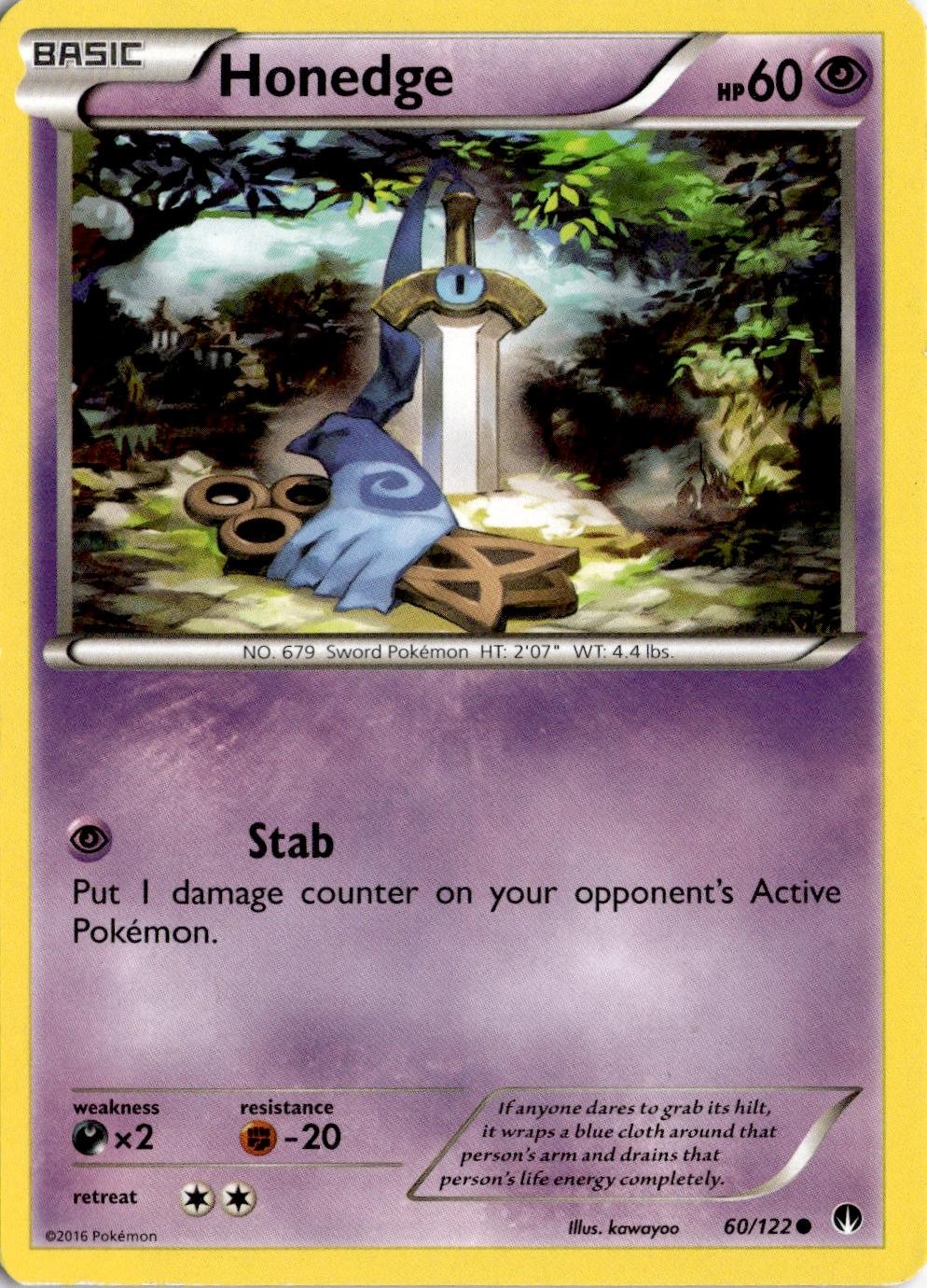 Pokemon Honedge 60/122 punto di rottura comune giocato moderatamente