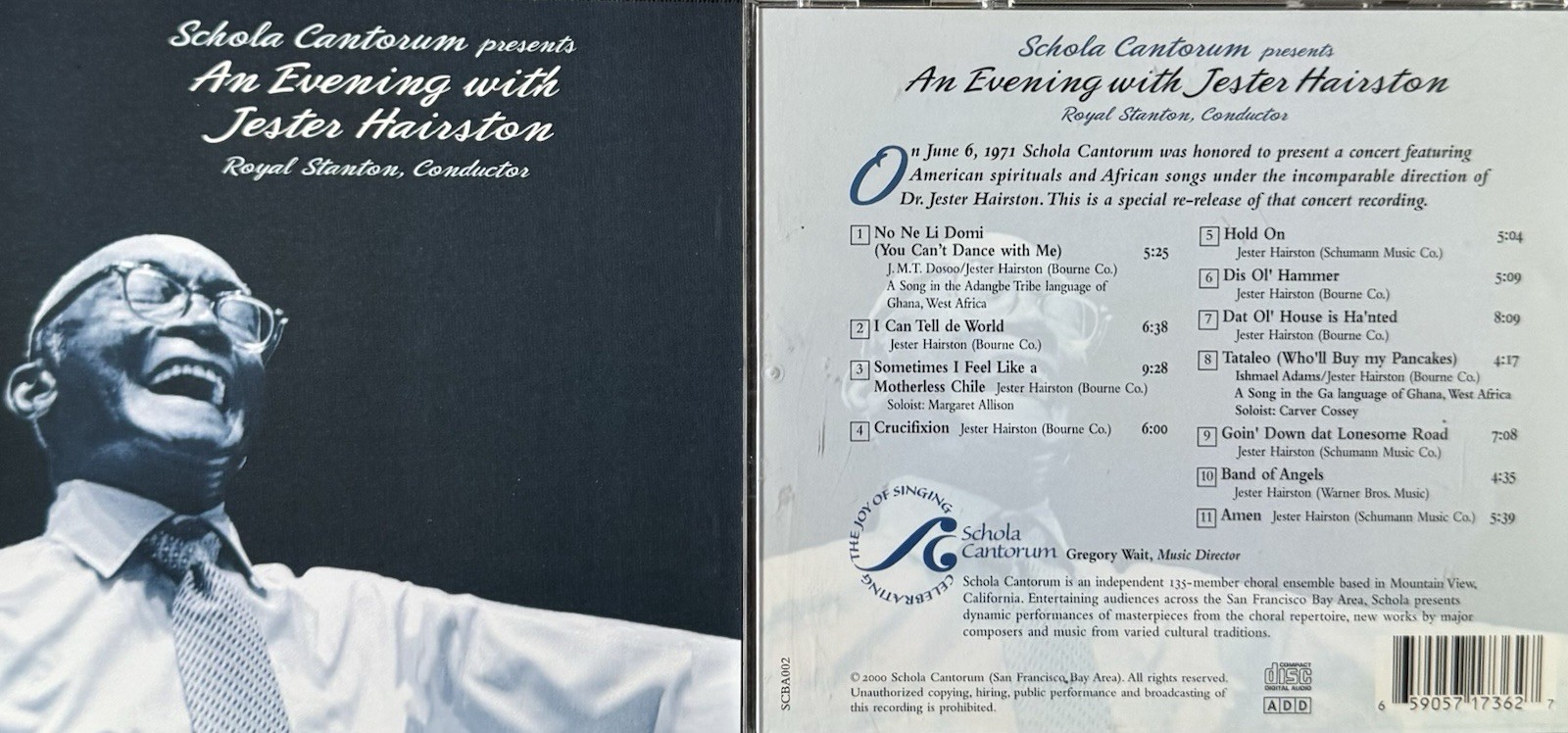 Schola Cantorum:  An Evening with Jester Hairston. CD