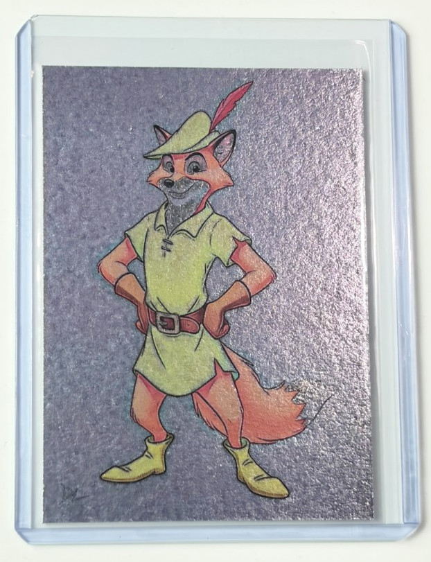 Robin Hood Platinum Plated Edition Artist Signed “Disney Icon” Trading Card 1/1