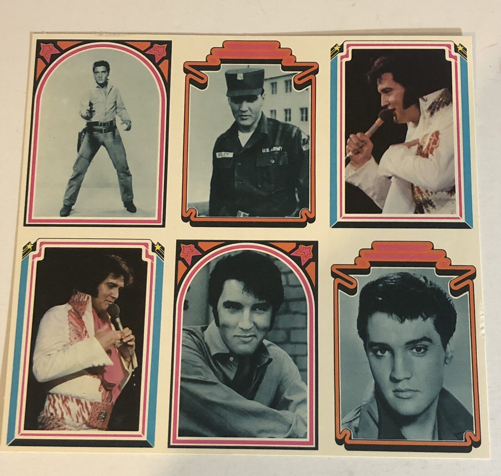 Vintage Elvis Presley Trading card Uncut Sheet of 6 Cards 1978
