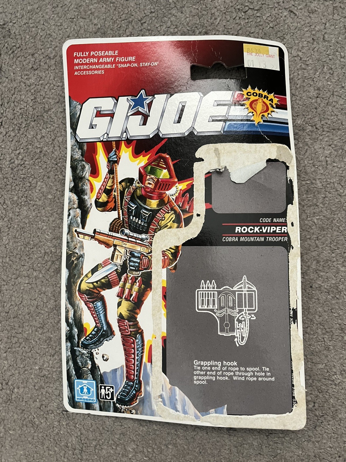 Vintage GI Joe file Card / card back Rock Viper
