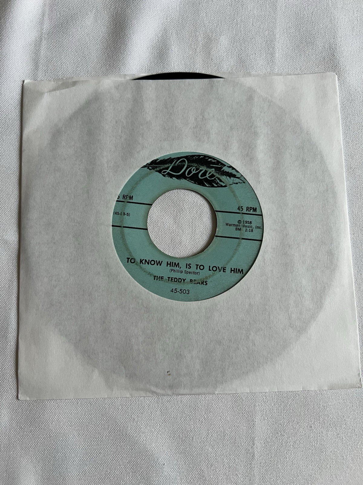 The Teddy Bears - To Know Him Is To Love Him /Don’t Worry 45 Phil Spector Hit 7”