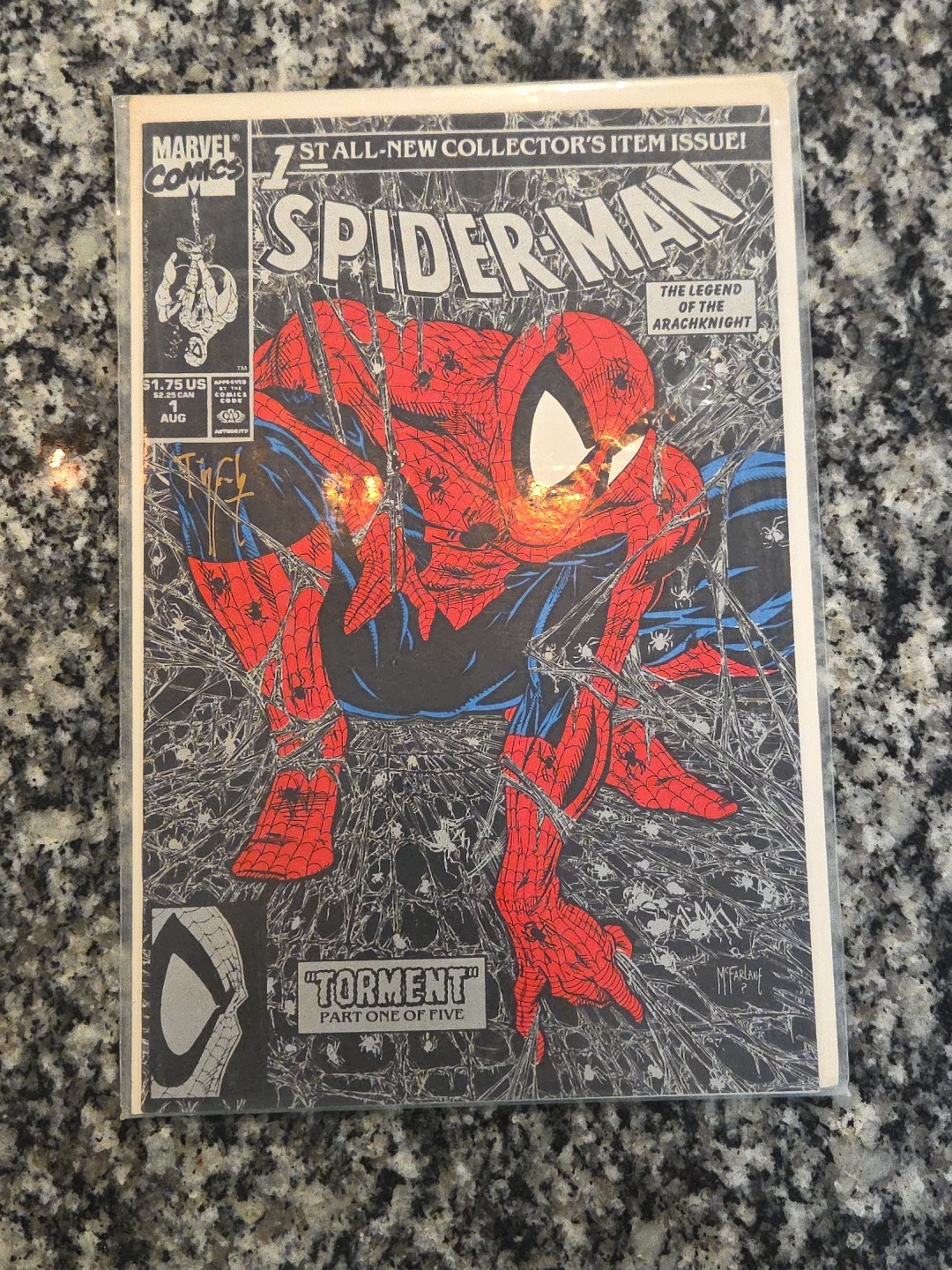 Spider-Man #1 - Seconda stampa Vol. 1 variante Marvel Comics 1990 firmata McFarlane certificato di autenticità