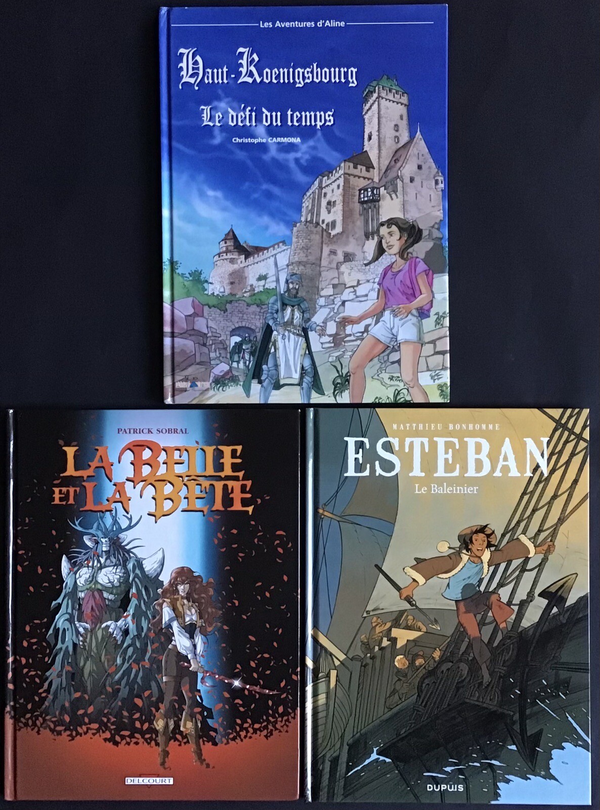 Lot de 3 albums Haut-Koenigsbourg + La Belle et la bête + Esteban tome 2 TBE