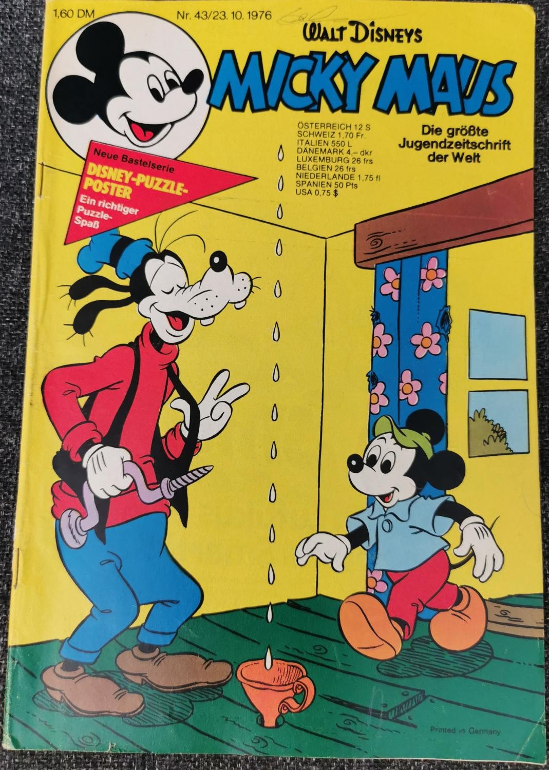 Topolino quaderno 43 - 23.10.1976 Walt Disney Schnipp puzzle poster