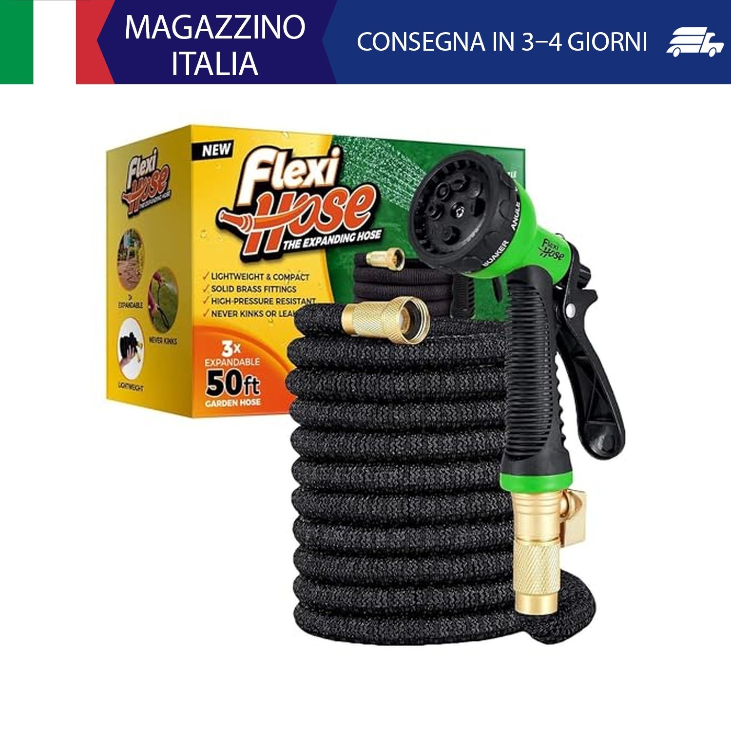 Flexi-Hose da Espandibile con Ugello a 8Funzioni,Tubo da Giardino Flessibile Leg