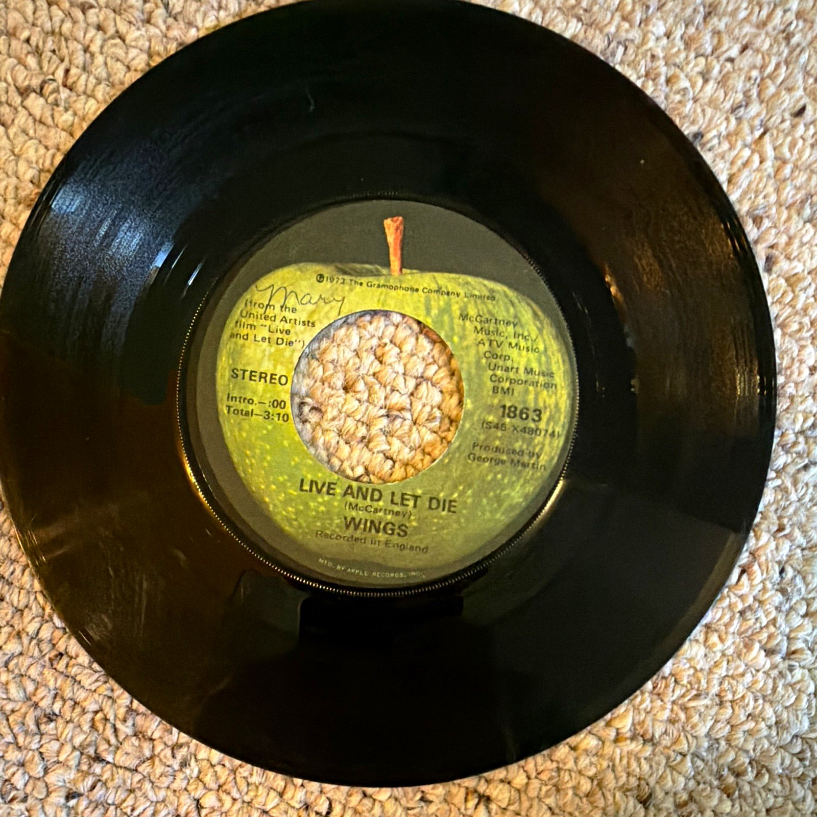Wings - Live and Let Die Apple Records 1863 7" 45 Stereo Vinyl Single 1973