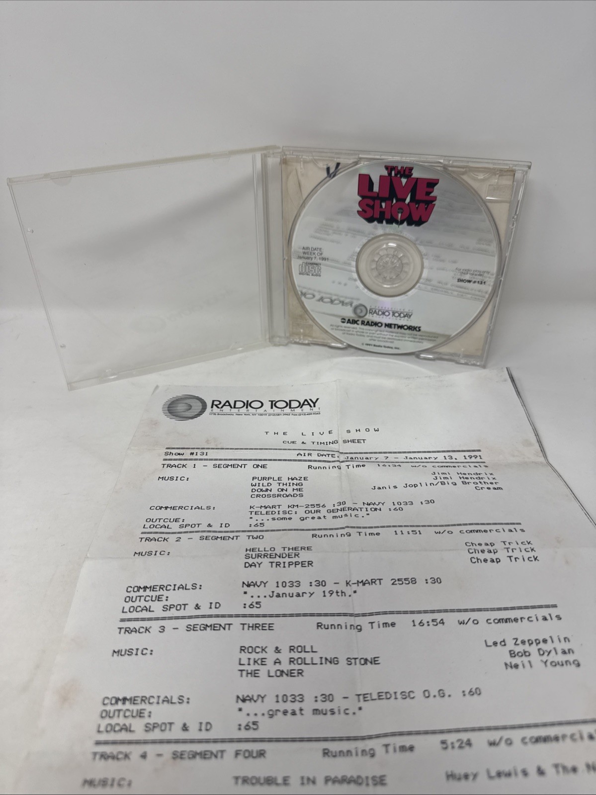 Radio Show The Live Show 1/7/1991 Show # 131 Bob Dylan/Cheap Trick/Jimi Hendrix