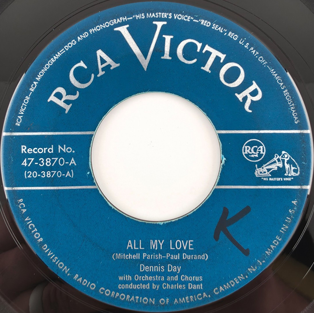 Dennis Day – All My Love / Goodnight Irene - 1950 45 rpm 7" Vinyl Record 47-3870