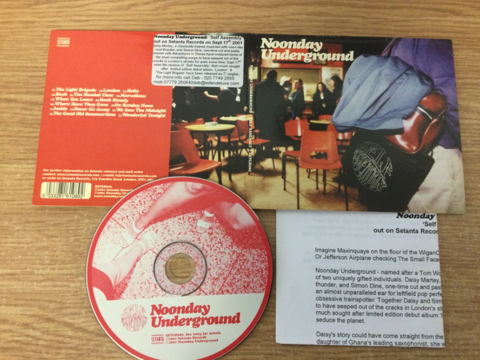 Cd  album - Noonday Underground – Self Assembly ( with press release)