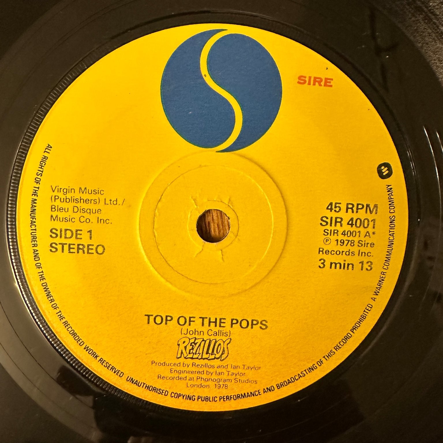 Rezillos - Top of the Pops 7" Vinyl Single 1978 Sire Punk New Wave 45 RPM