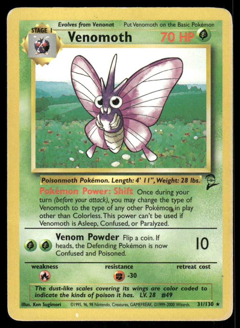 Pokemon Cards Venomoth 31/130 Base Set 2 Rare MP