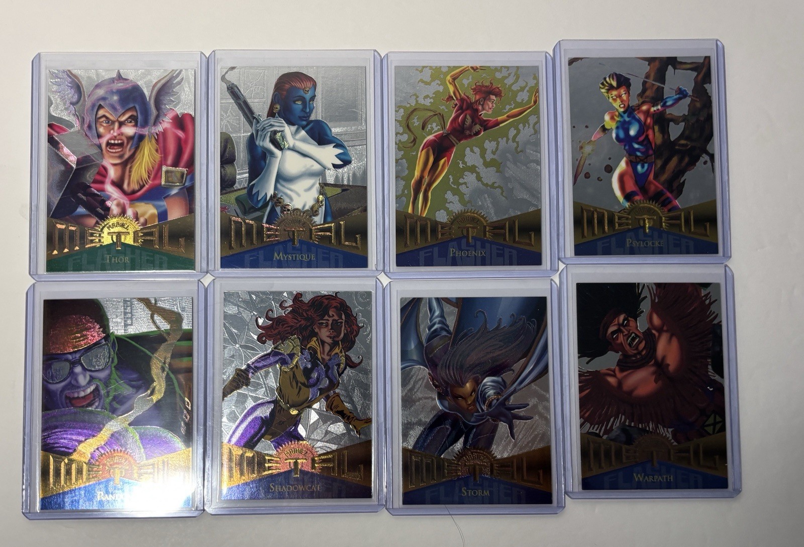 1995 Fleer MARVEL METAL SILVER FLASHER 8 DIFFERENT TRADING CARDS