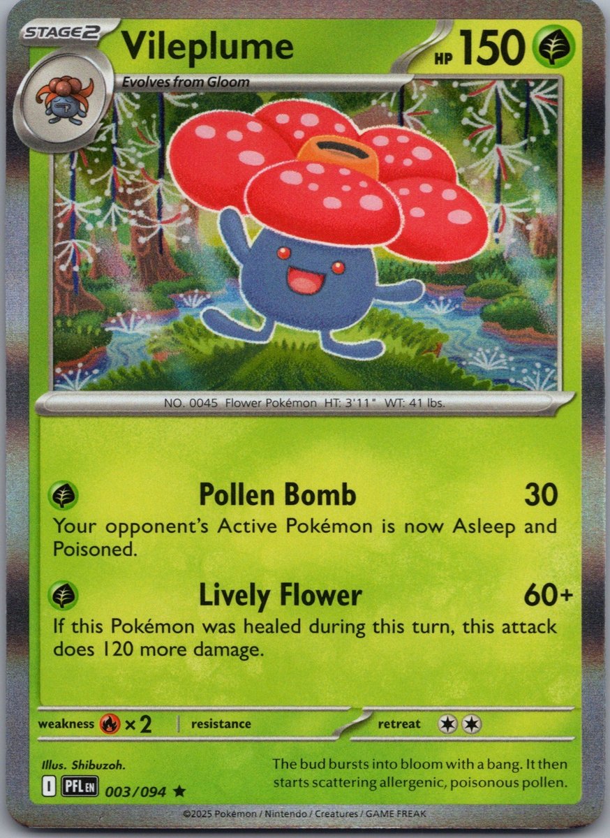Vileplume Holo Rara ME02: Fiamme Fantastiche 003/094 quasi nuova