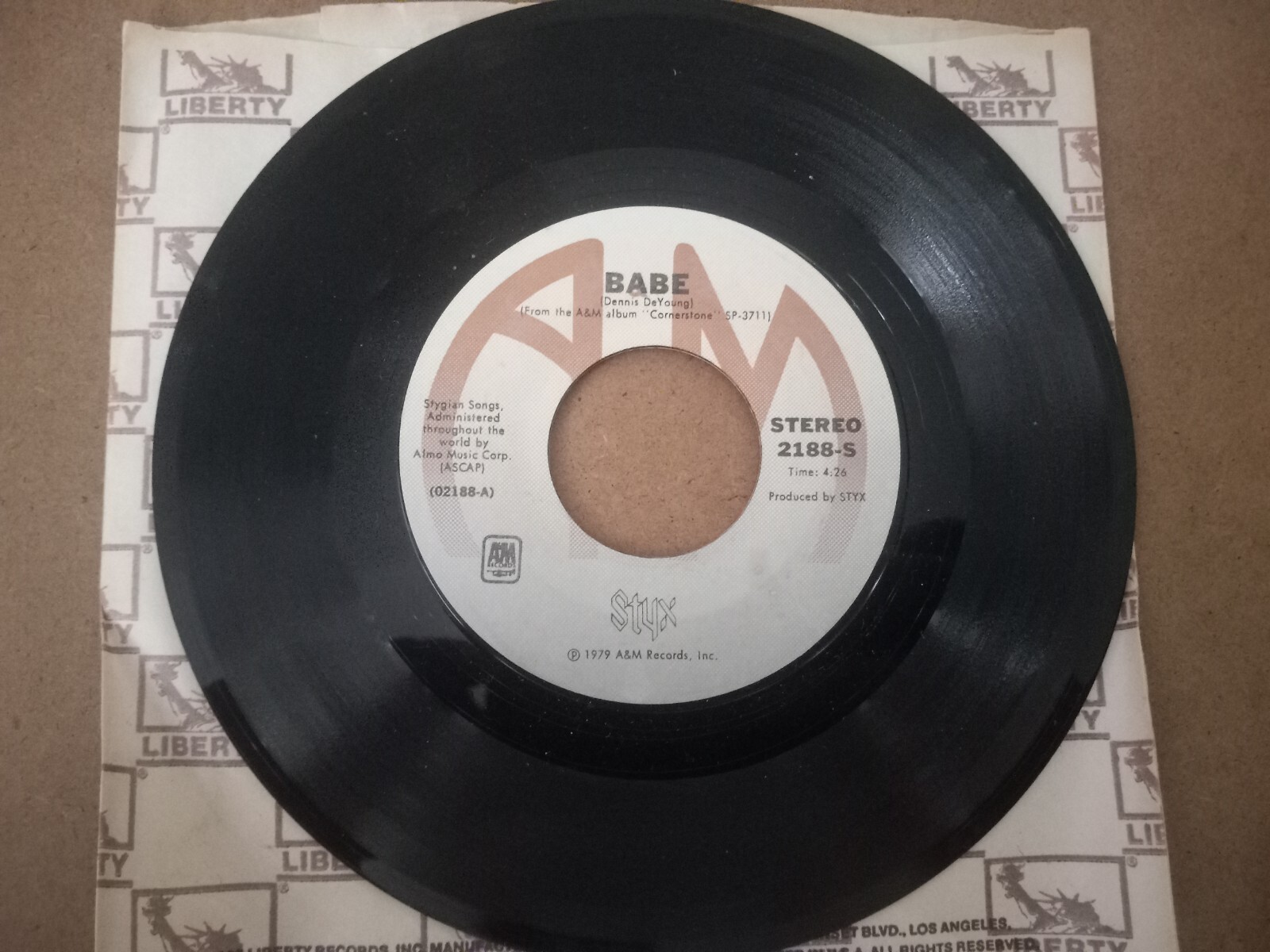 STYX 45 Record BABE - I'M OK 2188-S