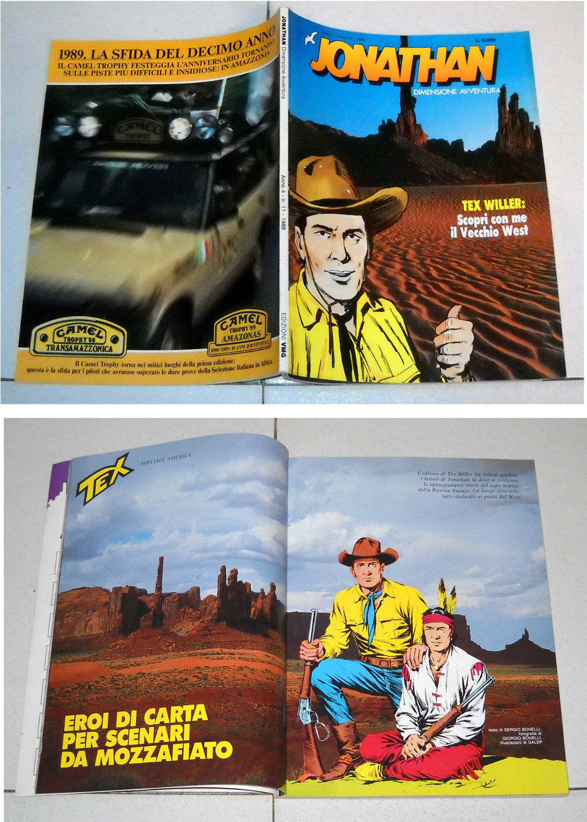 TEX WILLER su JONATHAN Dimensione avventura anno 4 N. 11 1988 Vecchio West