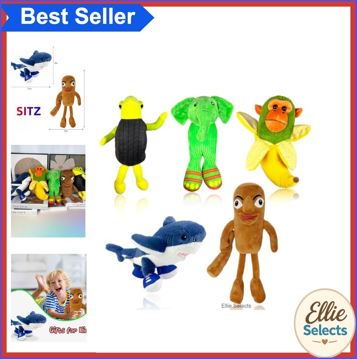 Set bambola 5 pezzi peluche rosso cervello italiano Tung Tung Sahur Tralalero Tralalala