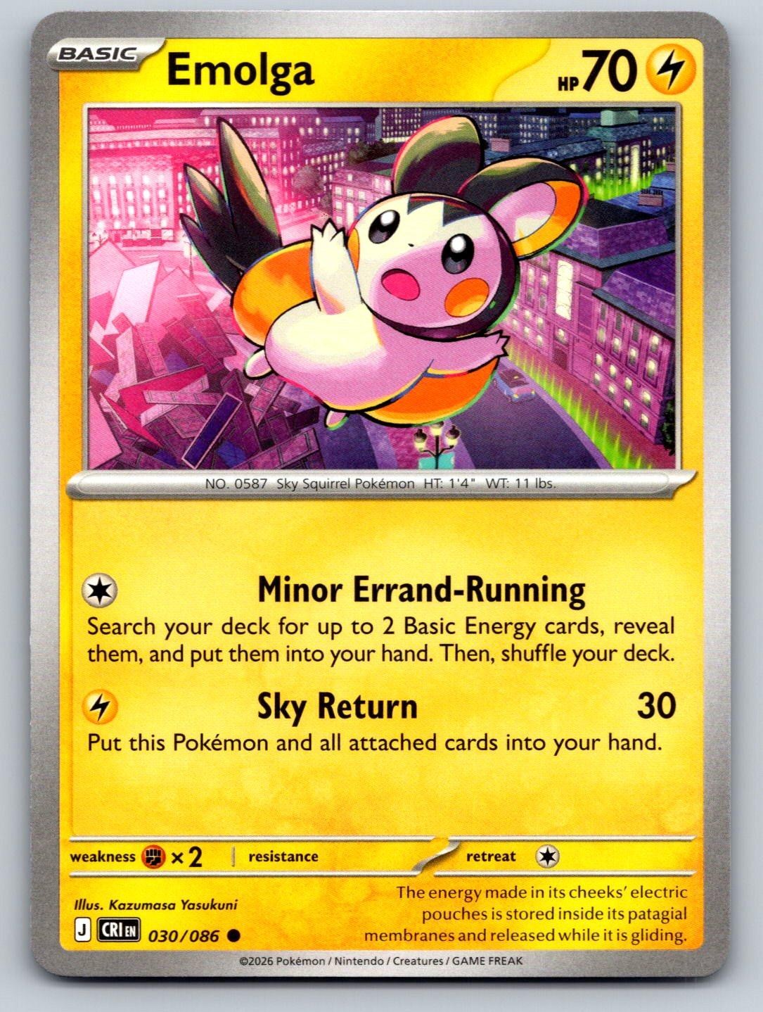 Emolga 030/086 Pokemon comune che sorge il caos quasi nuovo