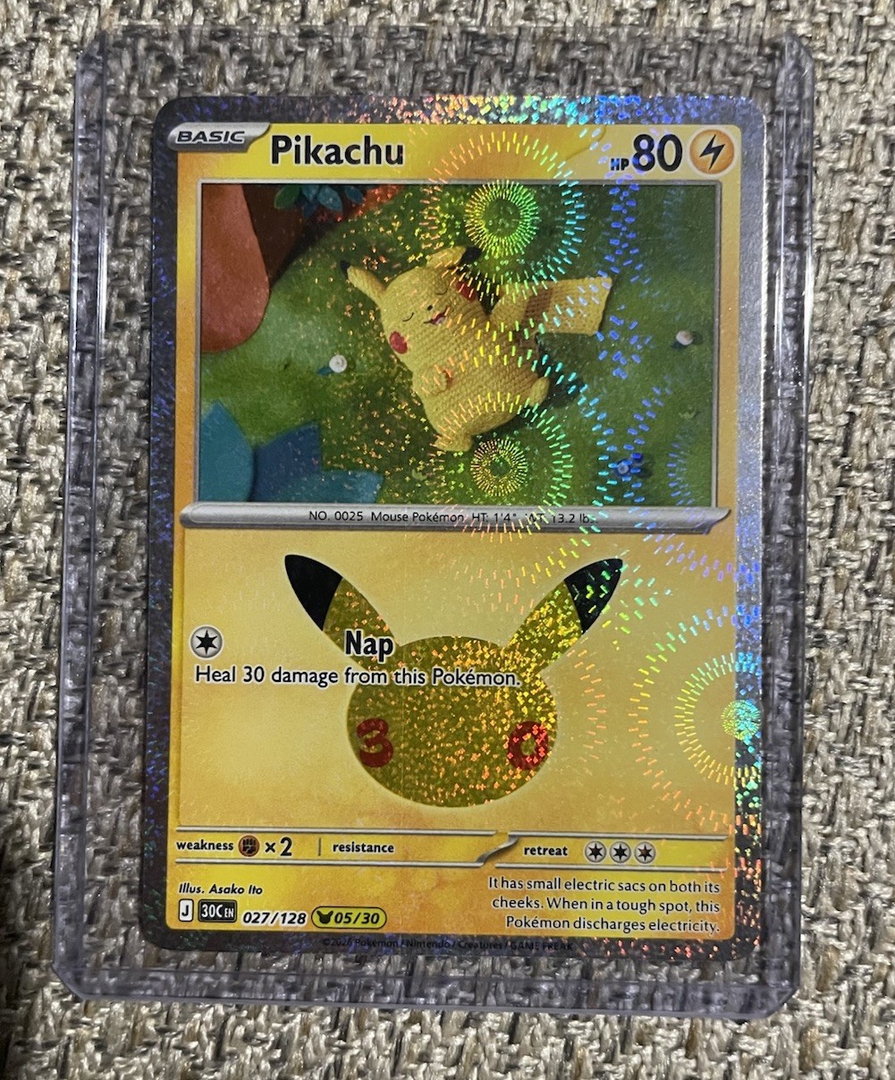 Pikachu 027/128  Holo English Pokemon TCG Card 30th Anniversary 