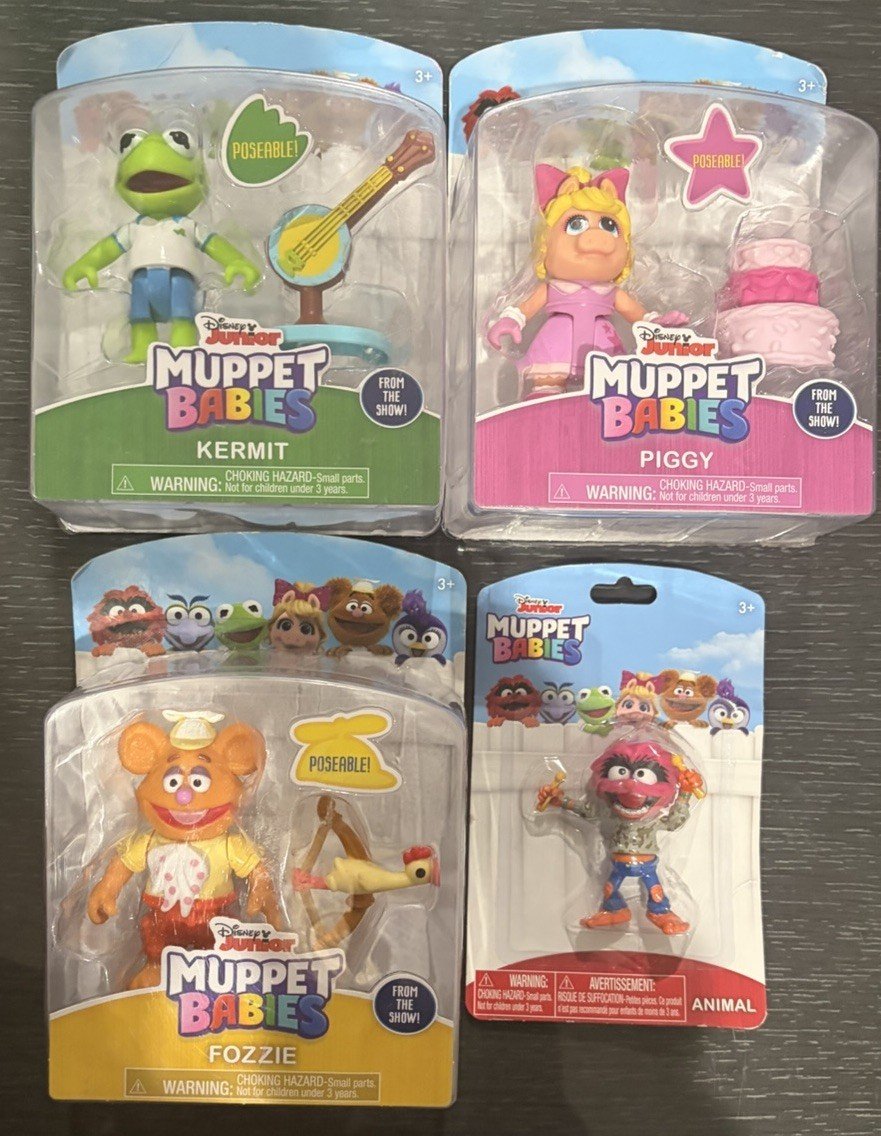 DISNEY JUNIOR Muppet Babies KERMIT, Miss Piggy Fozzie e personaggio animale 2,5"