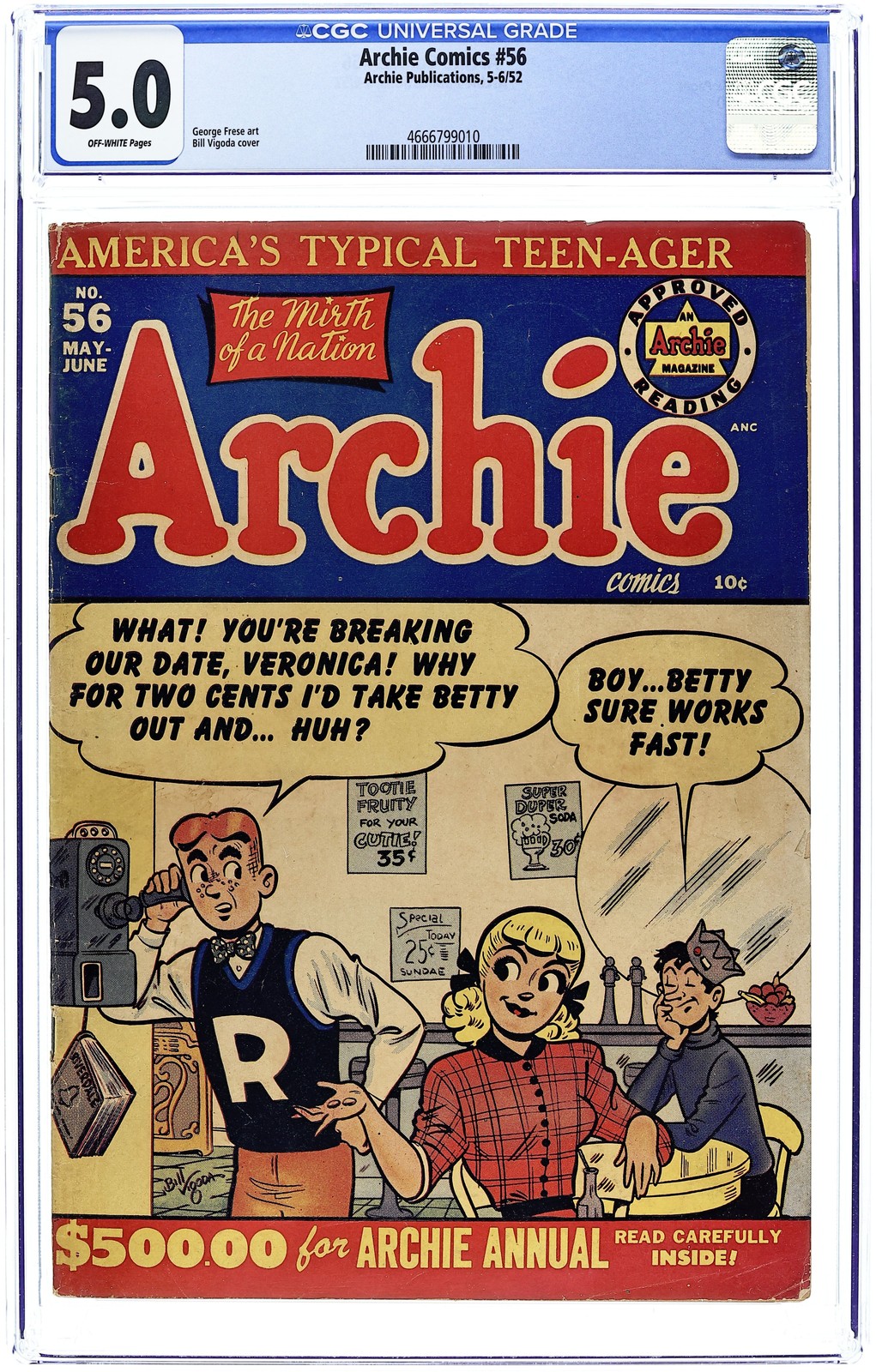Archie #56 CGC 5.0 1952 4666799010