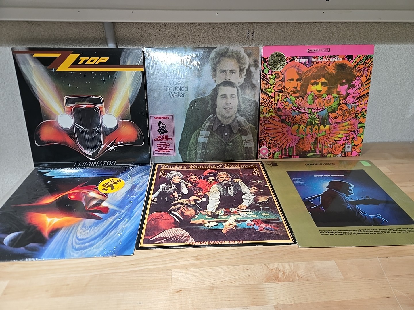 Vintage Lot Lp Vinyl ZZ Top Cream Simon Garfunkel Johnny Cash Kenny Roger's 70s