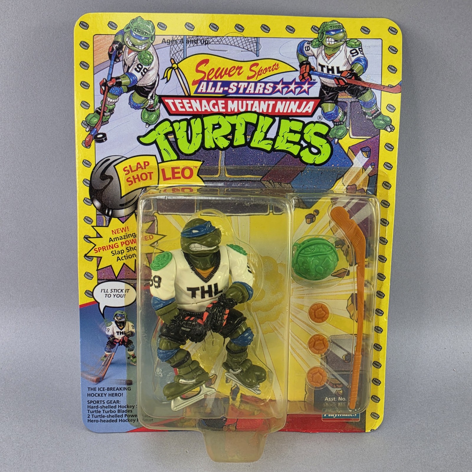 Slap Shot Leo Teenage Mutant Ninja Turtles TMNT Hockey 1991 compagni di gioco vintage