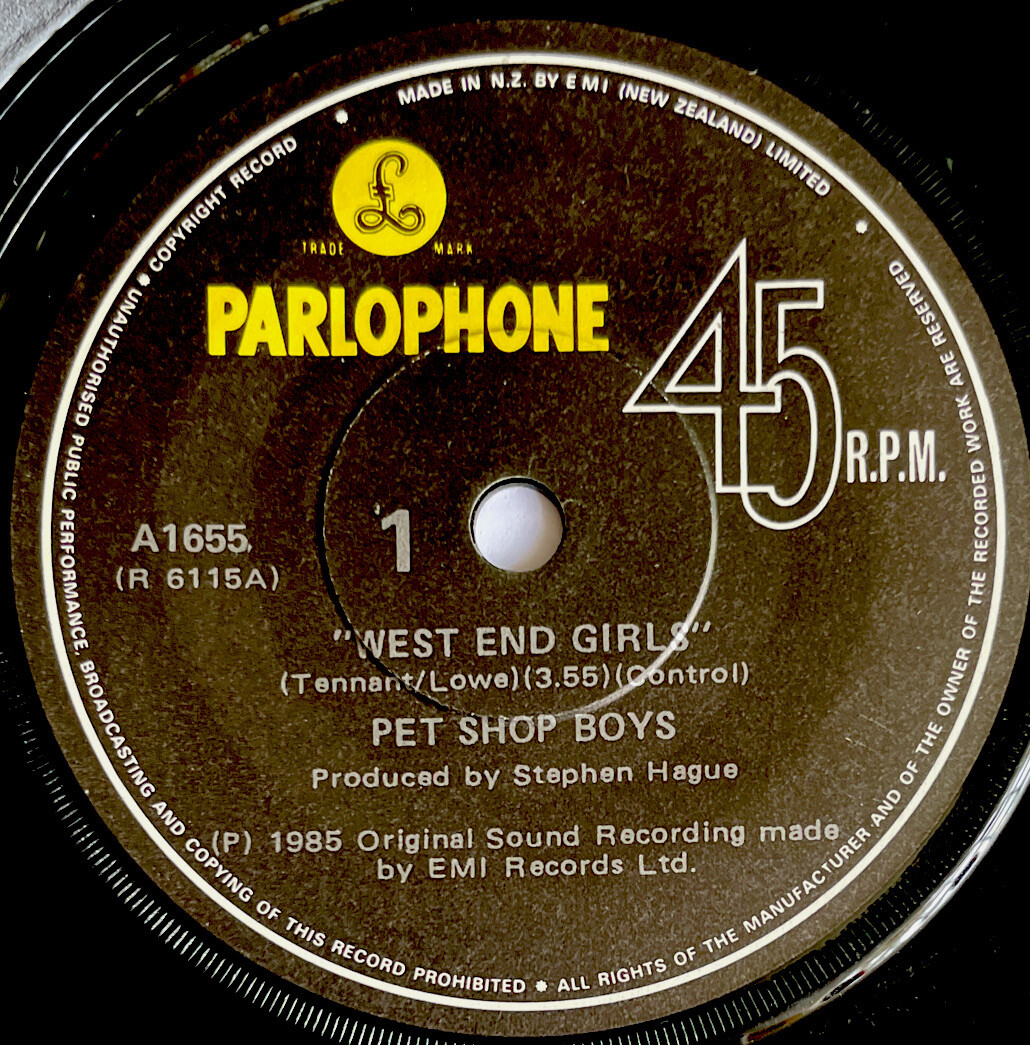 PET SHOP BOYS -West End Girls- Rare New Zealand 7” with Australian Catalogue No.