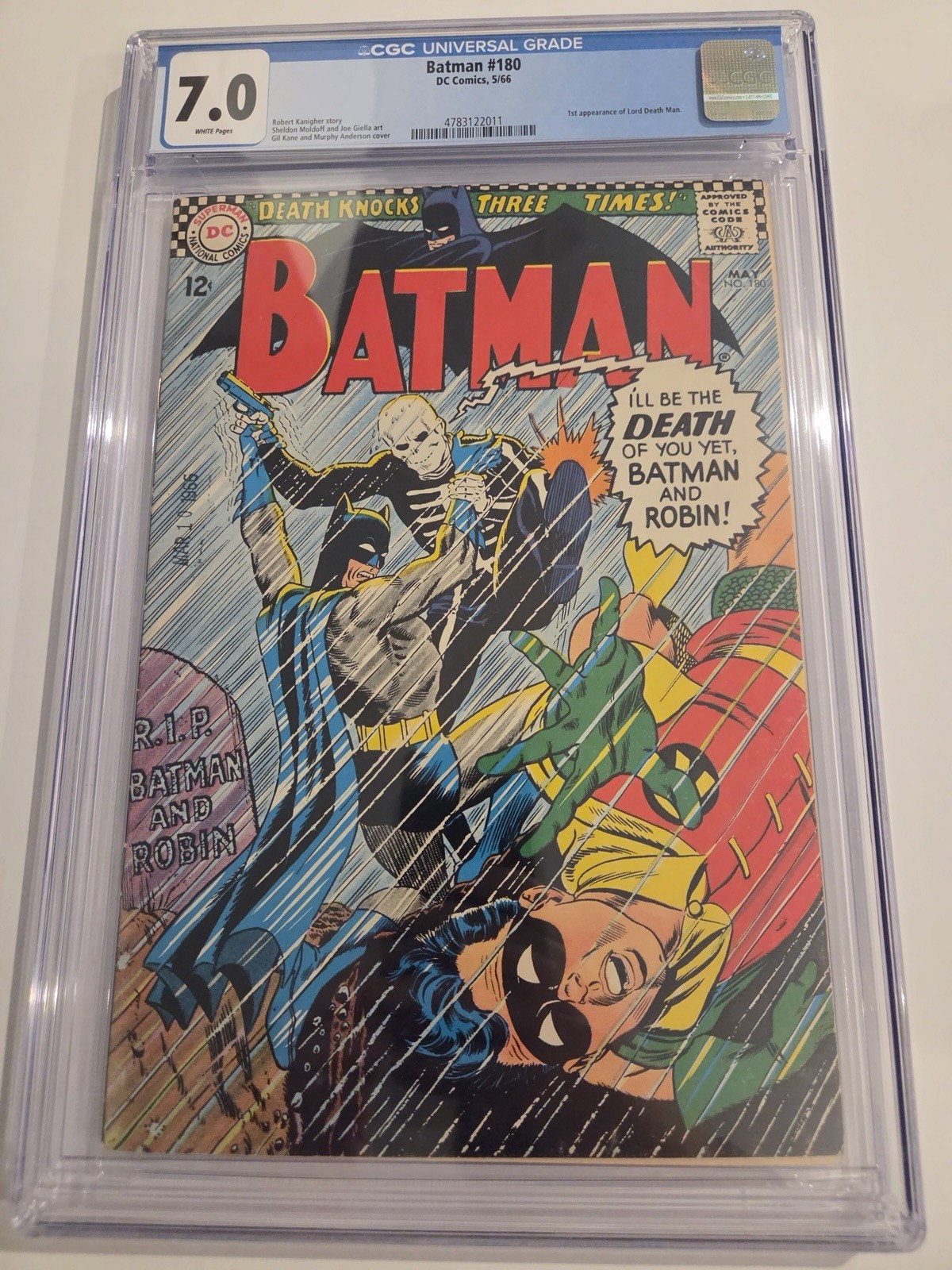 Batman #180 CGC 7.0 1a apparizione Death-man (DC Comics maggio 1966)