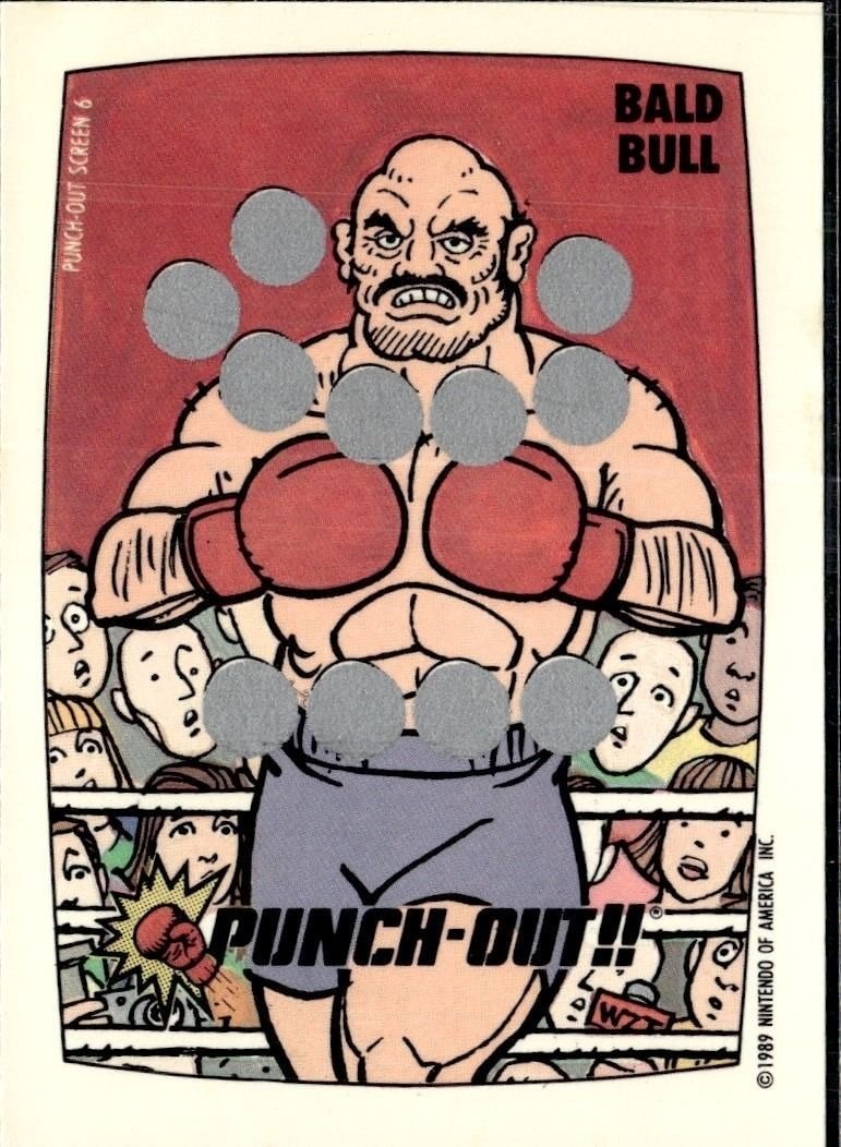 Nintendo Punch-Out 1989!! Bald Bull Famicom Schermo Carte Strategiche 6 Origi Vintage
