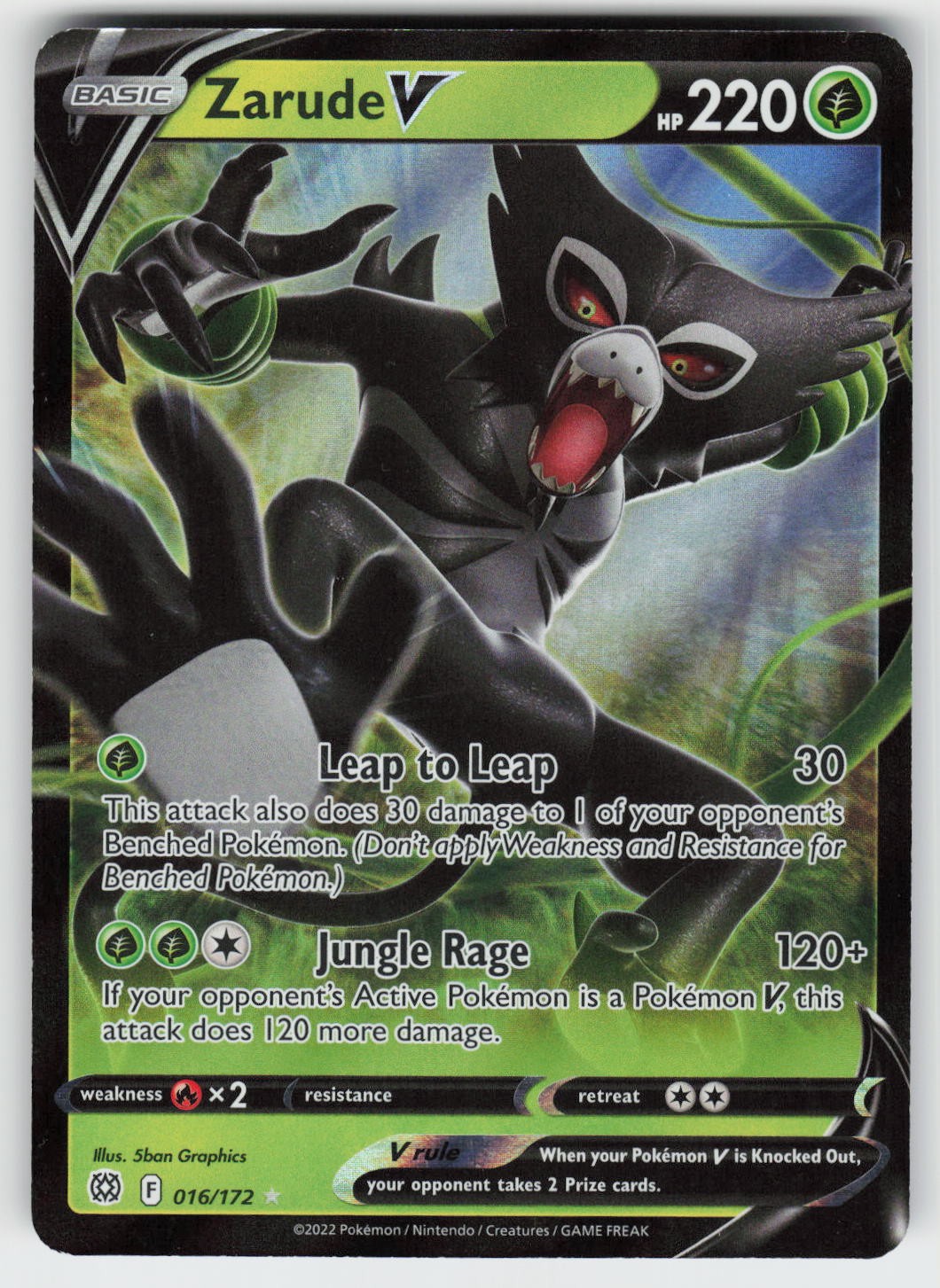 Zarude V Holo Ultra Rare SWSH09: Brilliant Stars 016/172 NM