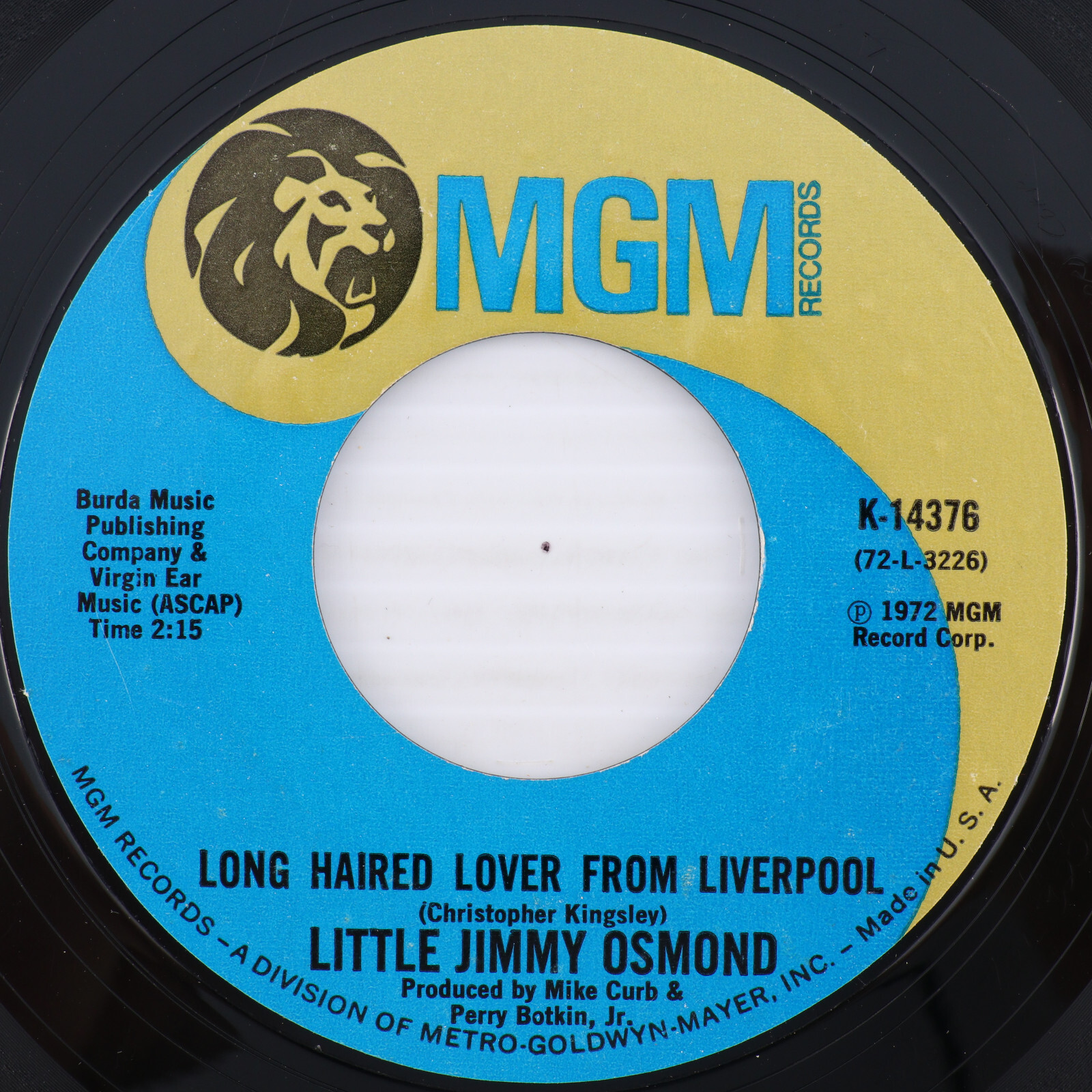 Little Jimmy Osmond – Long Haired Lover From Liverpool 1972 45rpm Record K-14376