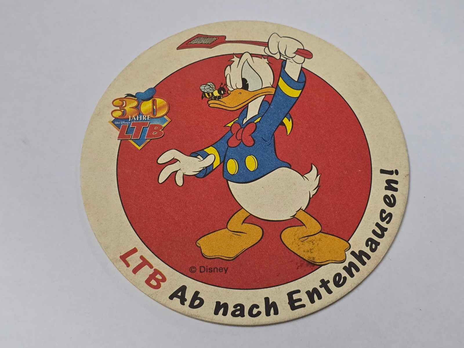 Disney Paperino LTB 30 anni 1997 sottobicchiere birra battimosche da collezione
