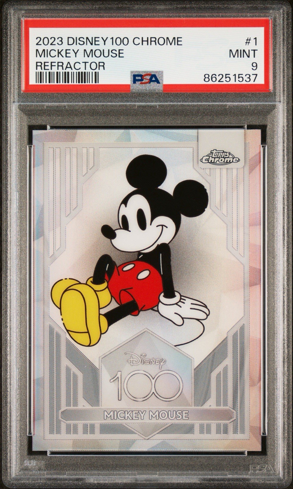 2023 TOPPS CROMO DISNEY 100 RIFRATTORE #1 TOPOLINO PSA 9