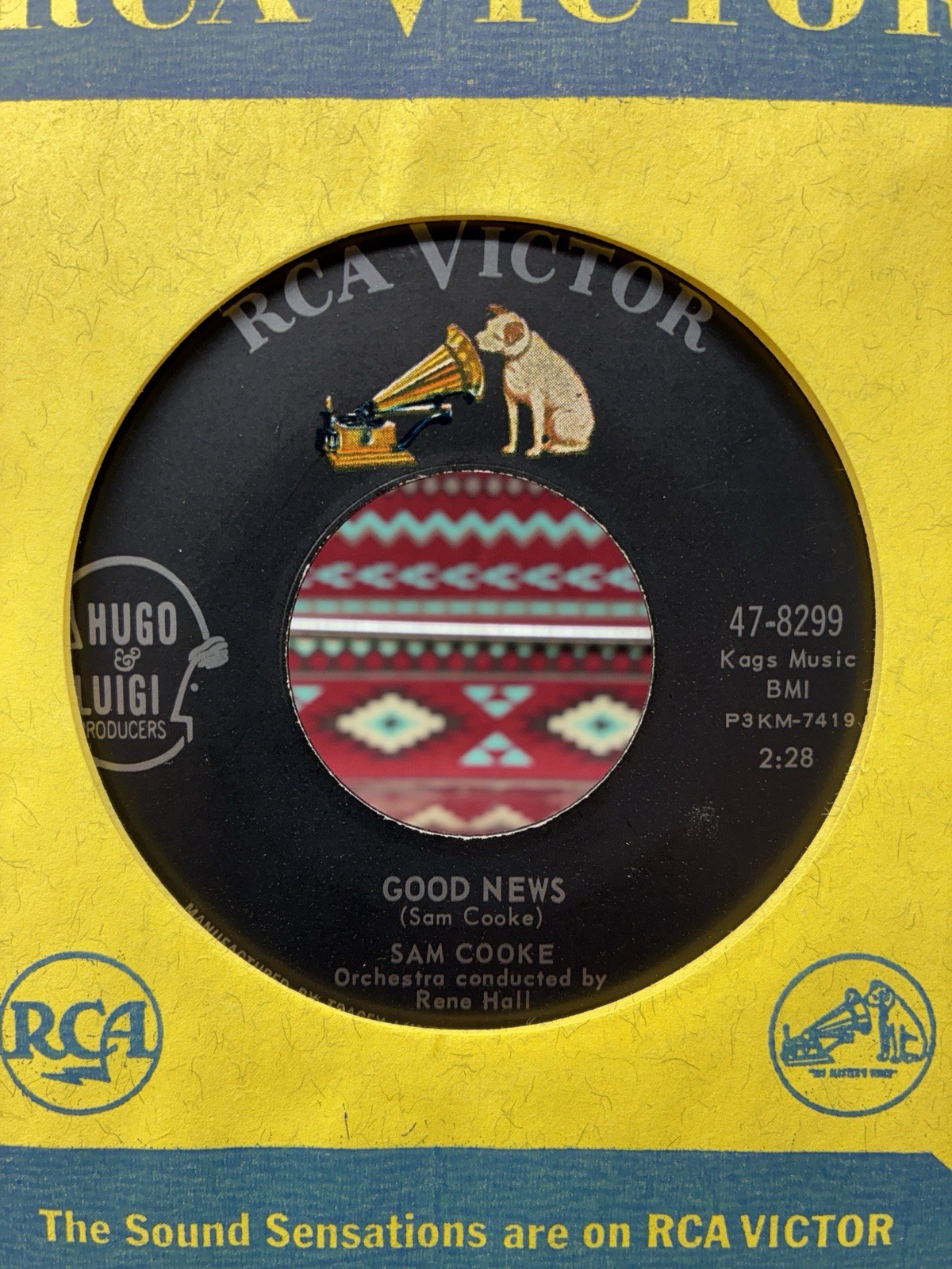SAM COOK GOOD NEWS/ BASIN STREET BLUES 45 EX/EX 1963 OG SLEEVE 1ST PRESS RECORD