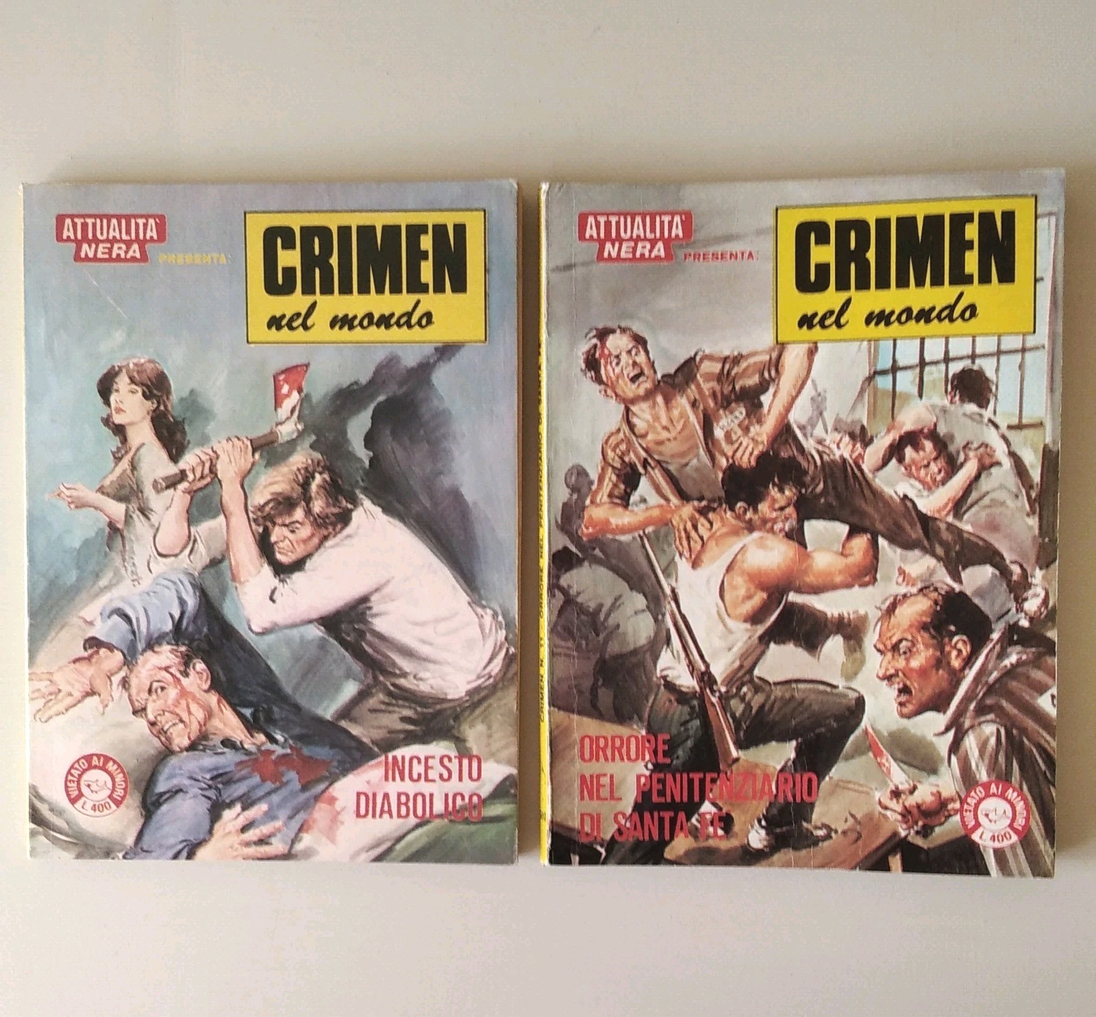 Lotto 2 Fumetti CRIMEN NEL MONDO Edifumetto 1980 - N. 6 e N. 11 Vintage