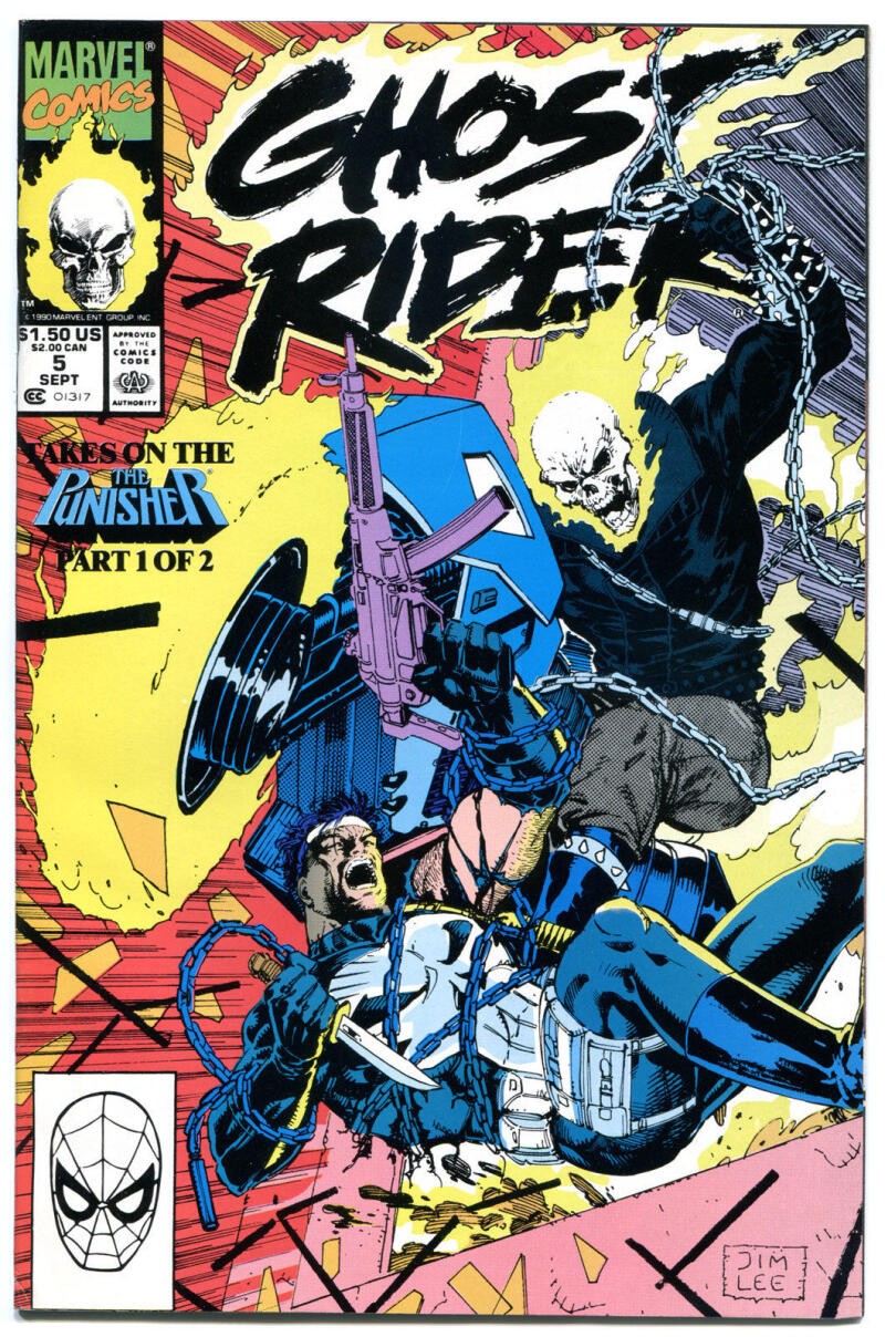 GHOST RIDER #5, QUASI NUOVO, Punisher, Jim Lee, Texeira, Flame, 1990 1991, più in negozio