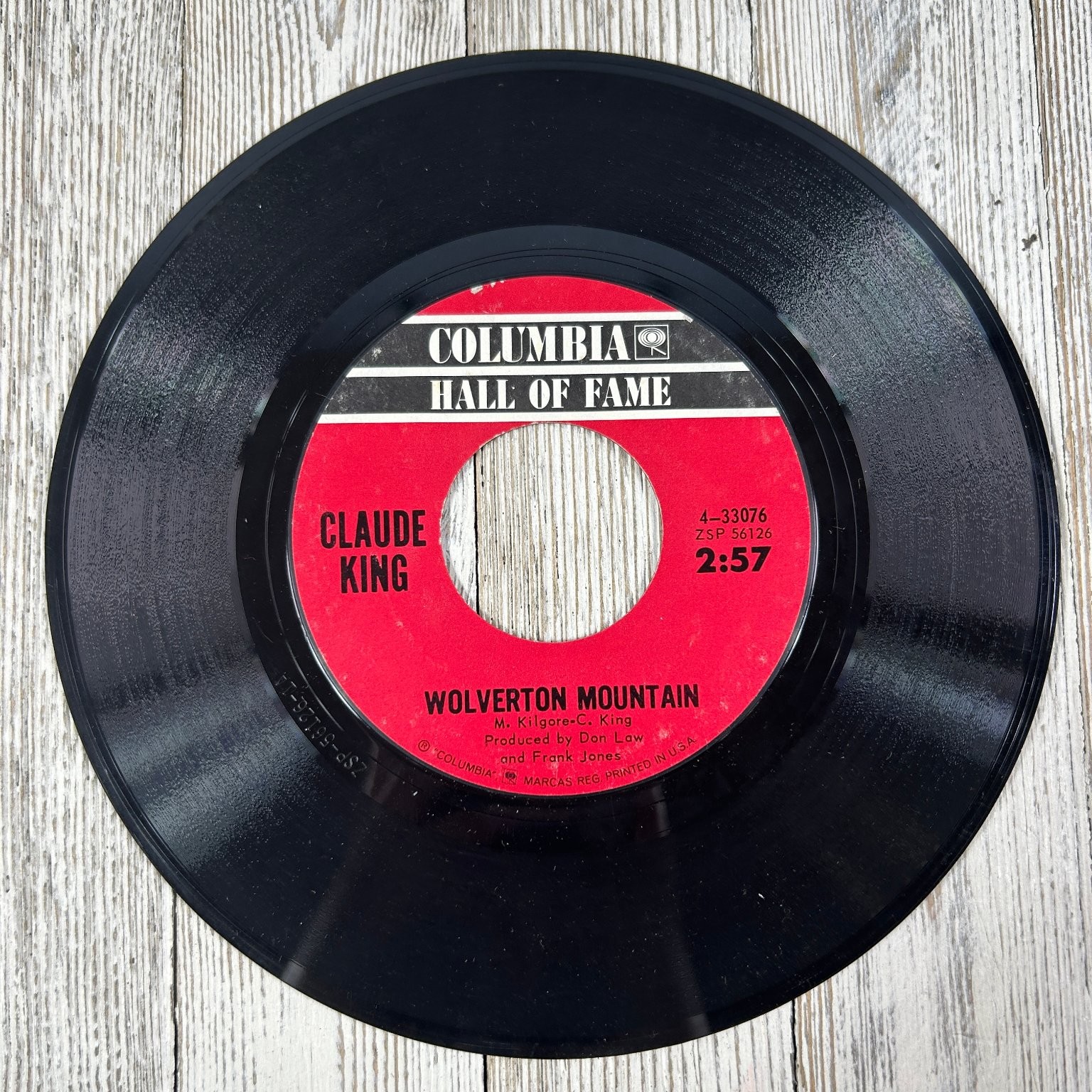Claude King - Wolverton Mountain 7" Record 1971 Columbia Country 45 RPM