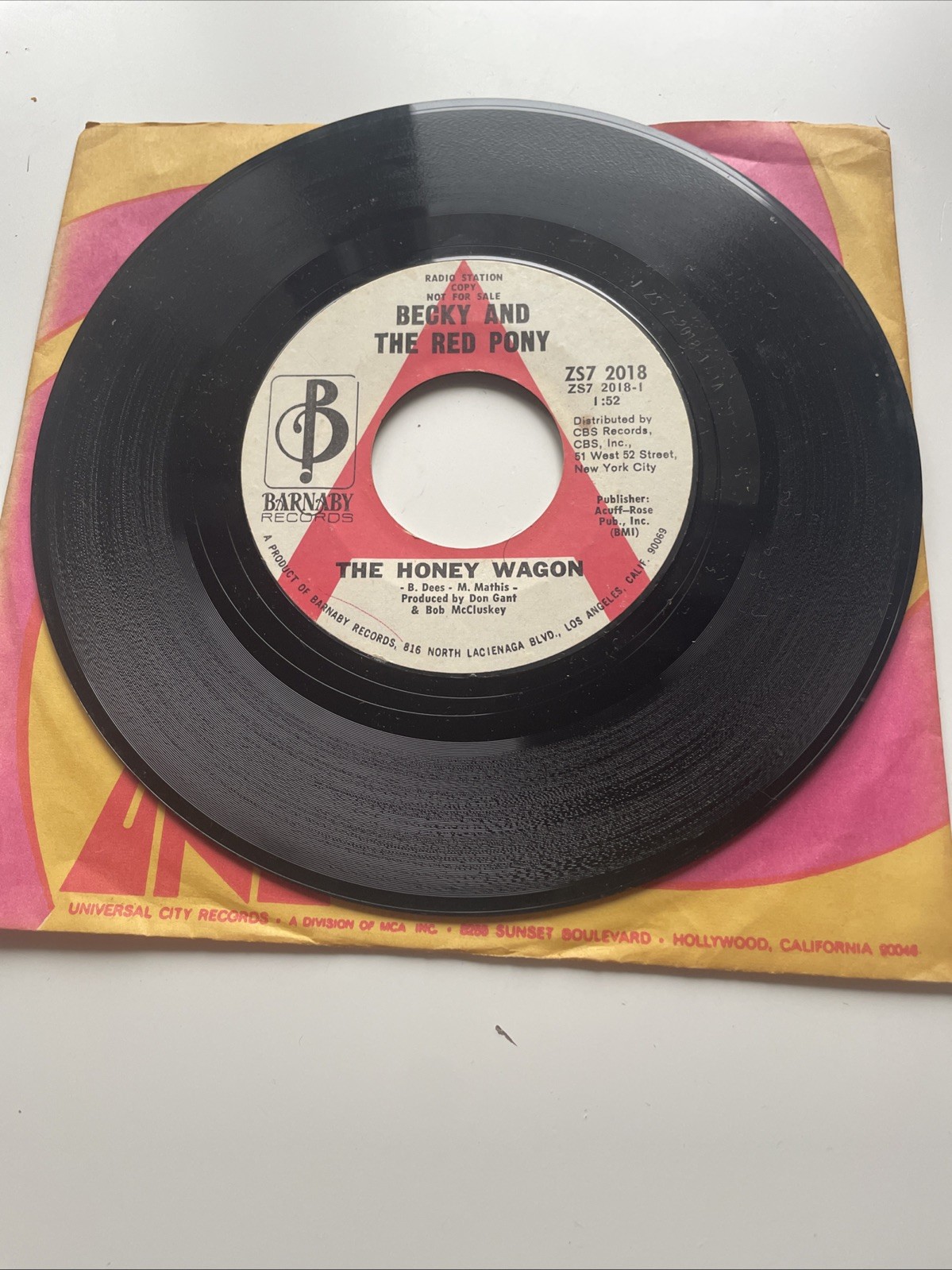 45Z *PROMO*BECKY & THE RED PONY HONEY WAGON / SOUL RIDE ON BARNABY  RECORDS