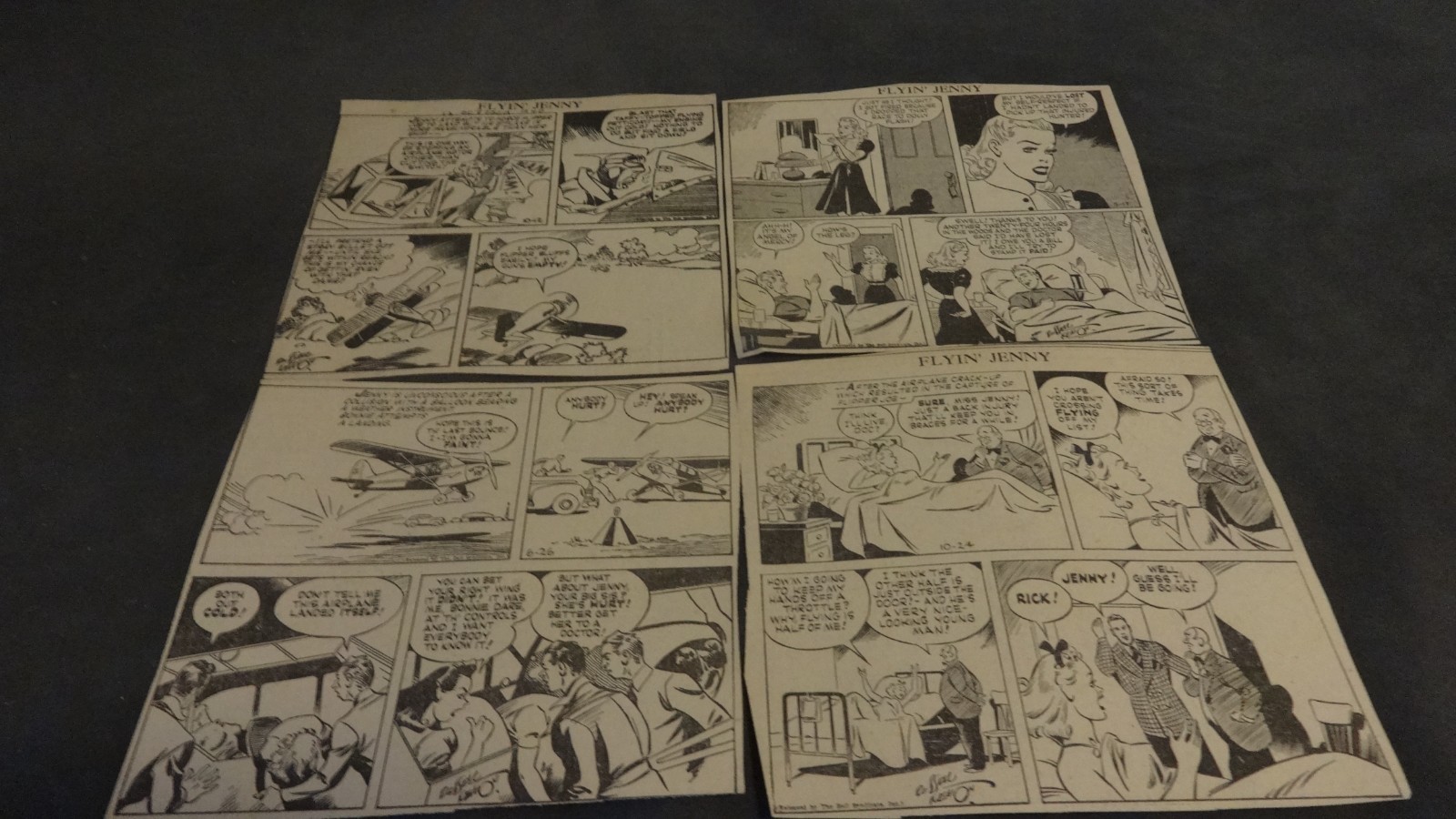Vintage Lot 3 of 16  FLYIN JENNY by Russell Keaton 6"x 5.5" Clipped Comic Strips