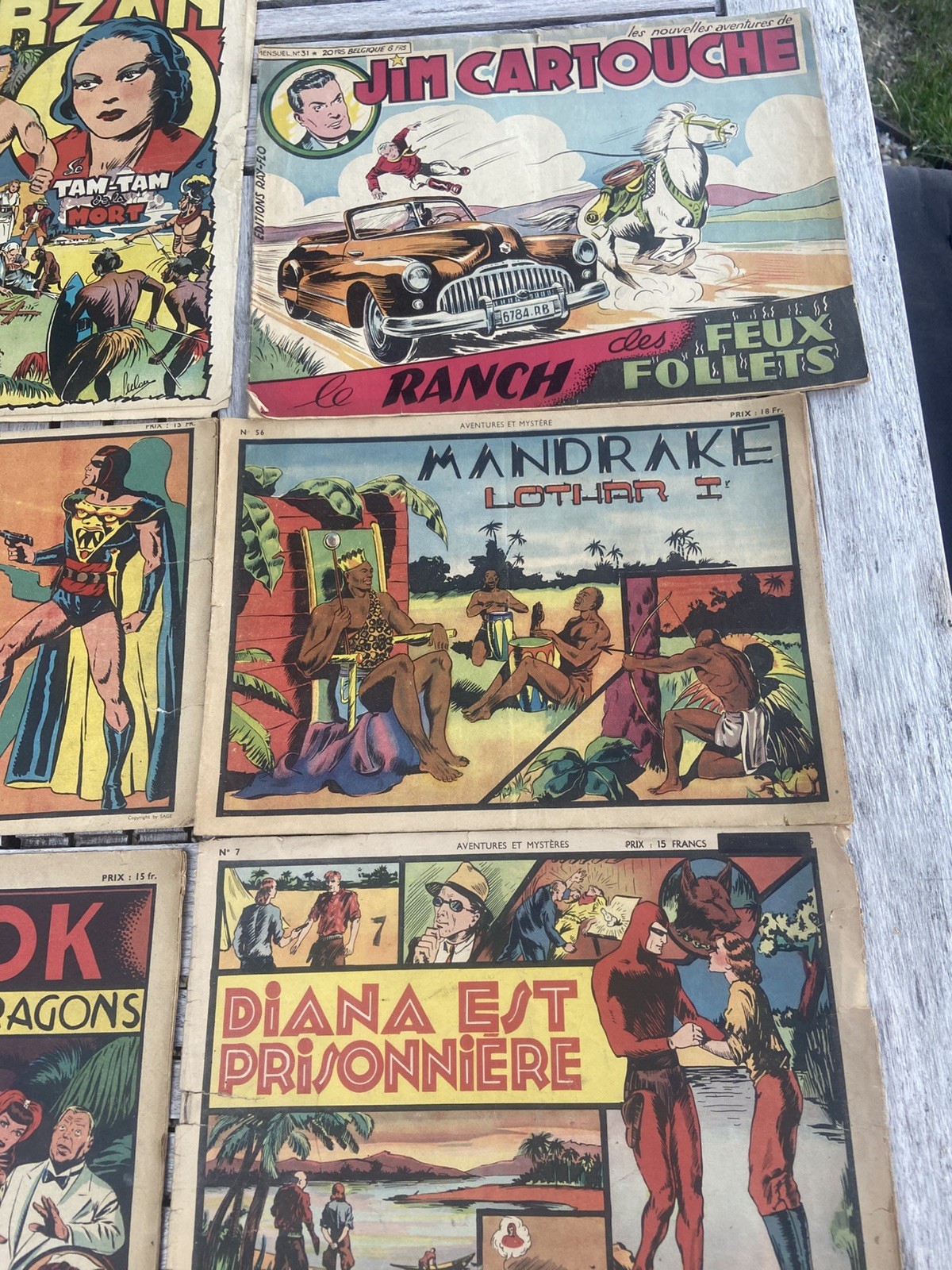 Lot revues Bd Amok + Madrake + Tarzan + Jim cartouche 1947/48 livres Book comics