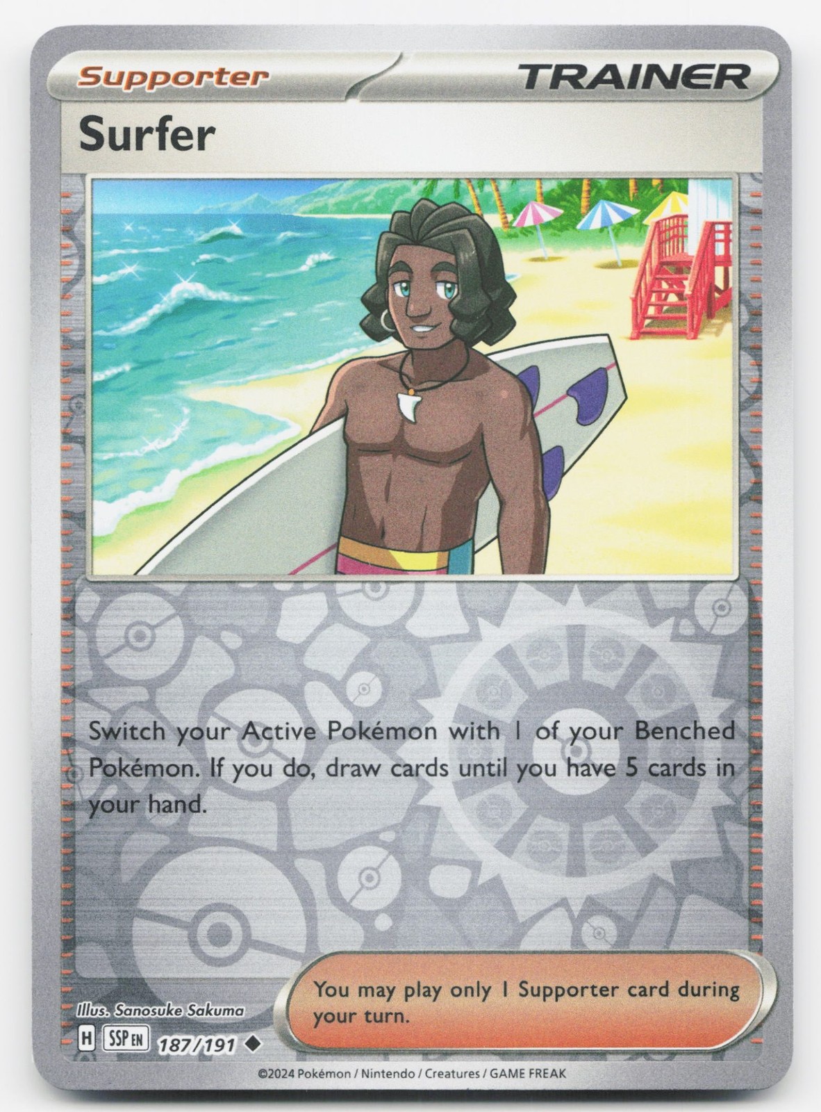 Surfer Reverse Holofoil [SSP - 187/191] Uncommon Pokemon TCG