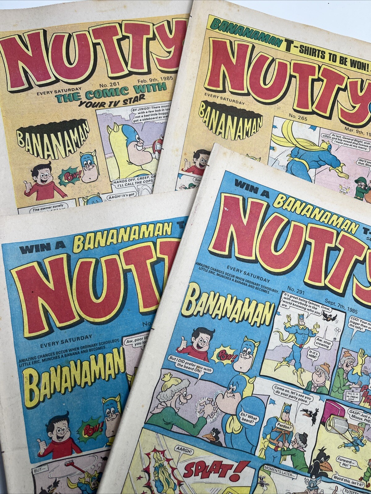 4 x NUTTY COMICS from 1985 - Bananaman - Vintage 80s Comic Nostalgia