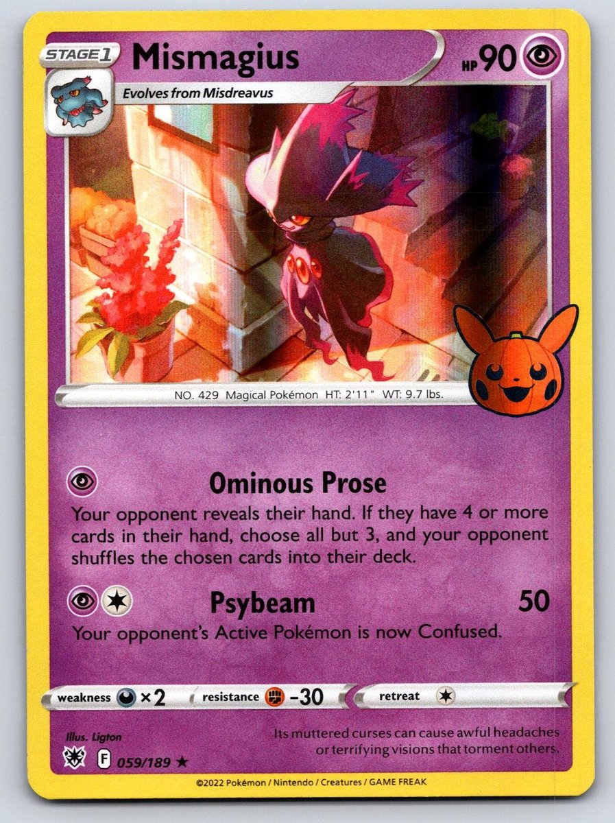 Mismagius 059/189 Holo Promo Trucco o Scambio BOOster Pokemon Giocato Leggermente