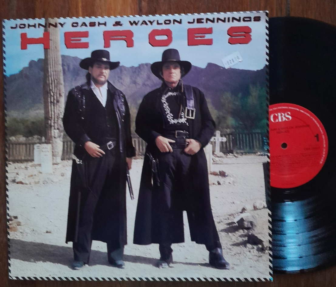 LP JOHNNY CASH & WAYLON JENNINGS Heroes Rock Country VG++ VG++