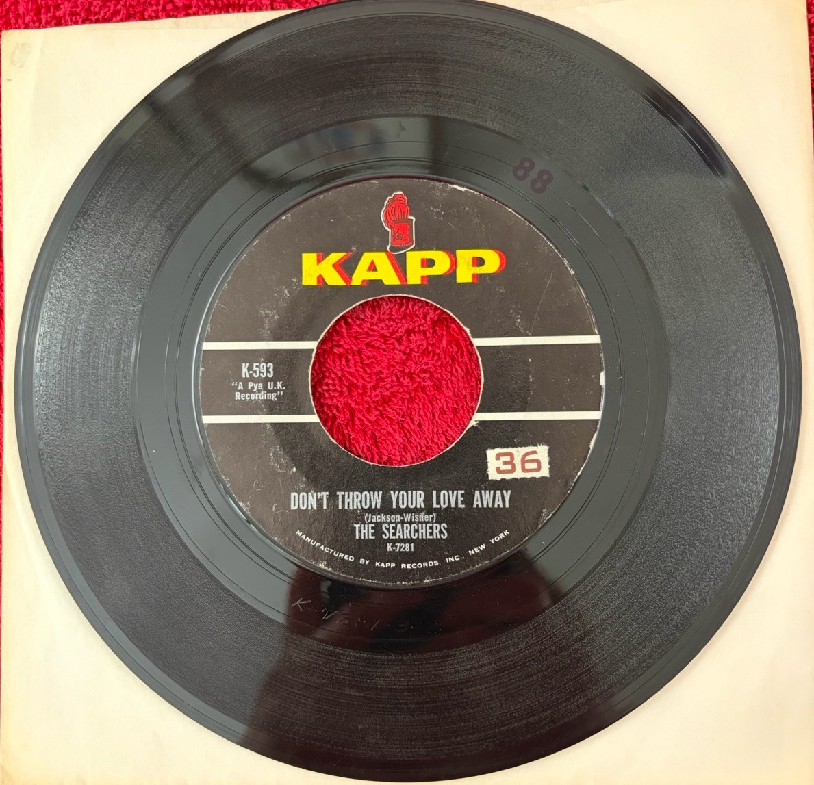 45 The Searchers 1964 Don't Throw Your Love Away / I Pretend I'm with Ultrasonic