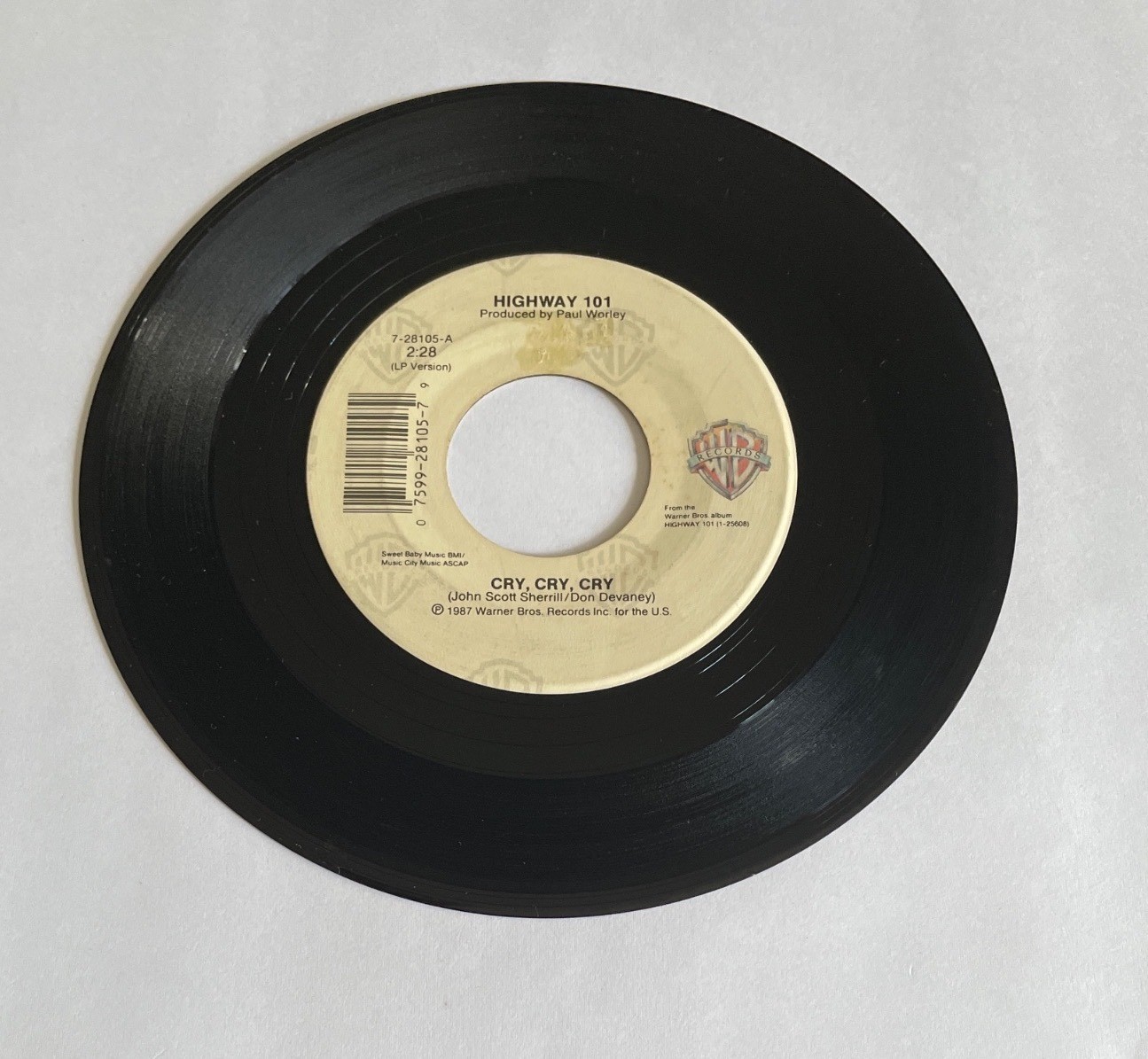 Highway 101 Cry Cry Cry/One Step Closer 1987 Warner Bros Records 7" Vinyl Single