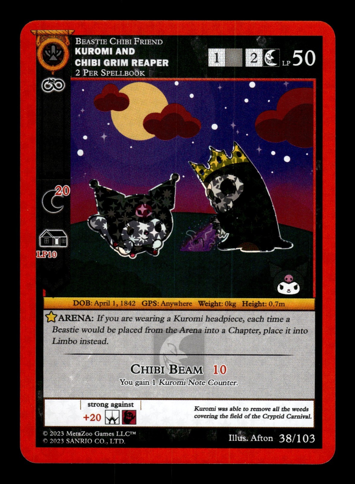 Kuromi Chibi Grim Reaper 38/103 MetaZoo Kuromi's Cryptid Carnival Reverse Holo