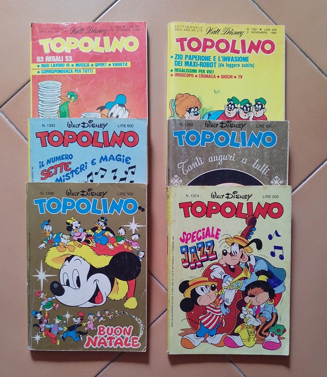 TOPOLINO 1300 1301 1308 1314 1343 1360 by Mondadori 1980 1981